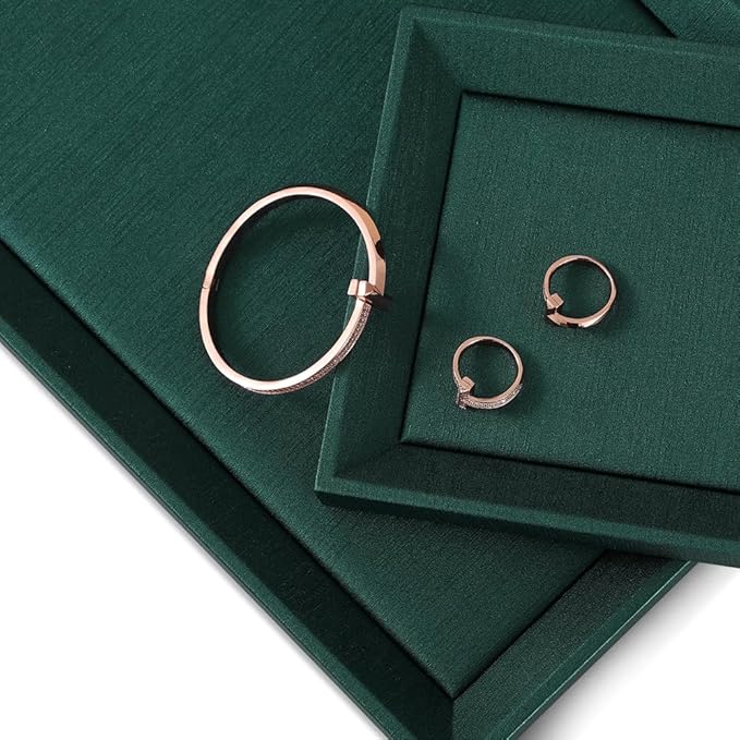Jewelry Display For Selling, Leather Tray,Premium Green Jewelry Flat Tray,Mens Jewelry Tray For Jewelry Store Display