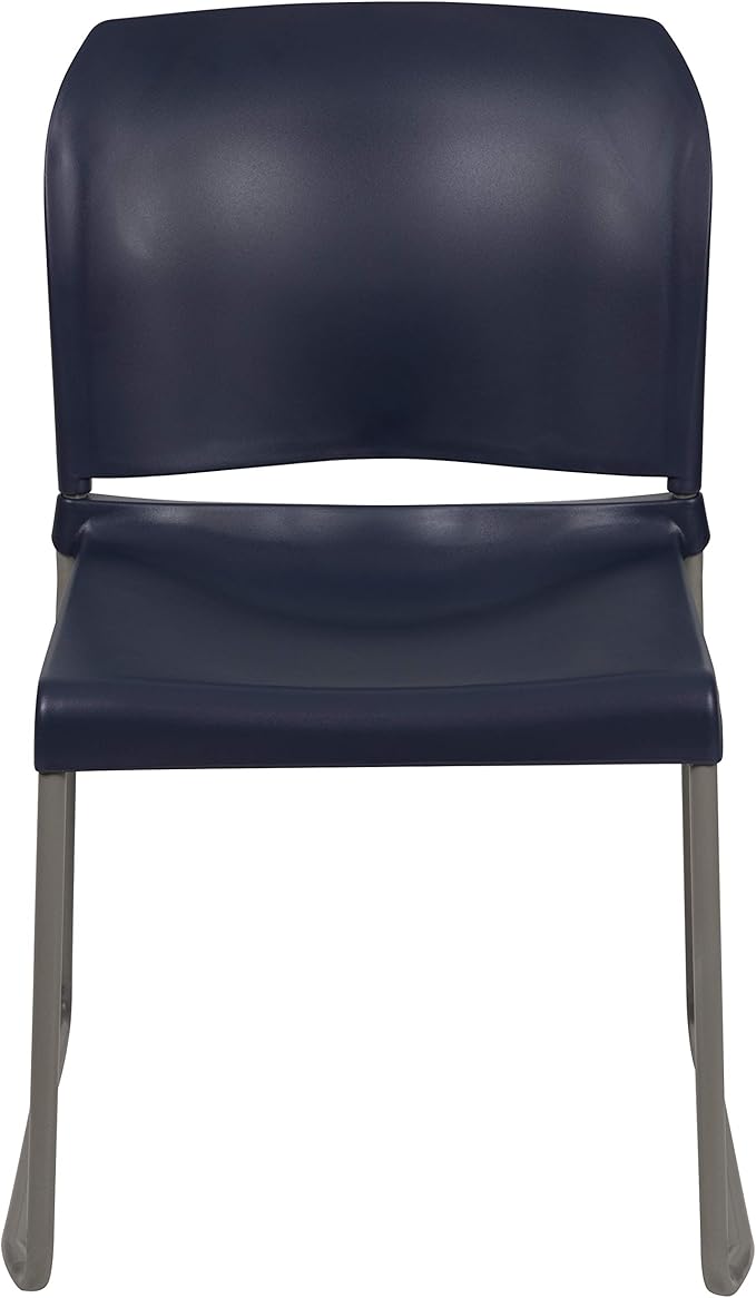Flash Furniture Hercules Series Contoured Stacking Chairs for Waiting Rooms and Offices, Ergonomic Lobby Chairs with Curved Back, Set of 5, Navy