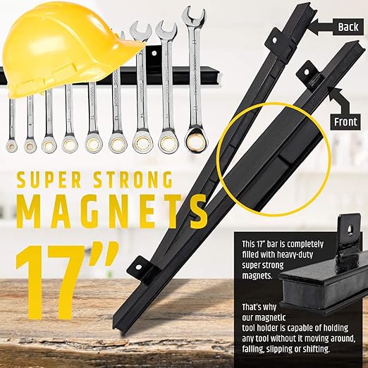 17" Heavy-Duty Magnetic Tool Holder (Upgraded Version) - Extremely Powerful Magnetic Pull Force to Hold Heavy Tools - Professional Space-Saving Magnetic Bar - Tool Organizer Rack/Strip