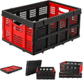 55L Collapsible Crates for Storage,Stackable & Collapsible Milk Crates, Stackable Storage Baskets, Folding Storage Containers for Organizing Tools, Books, Food, Drinks, Camping & Transport