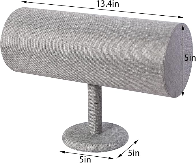 T-Bar Headband Holder Organizer for Show, Soft Velvet Hairband Stand Display, Hair Hoop Accessories Jewelry Storage for Home Bedroom (Gray Linen)