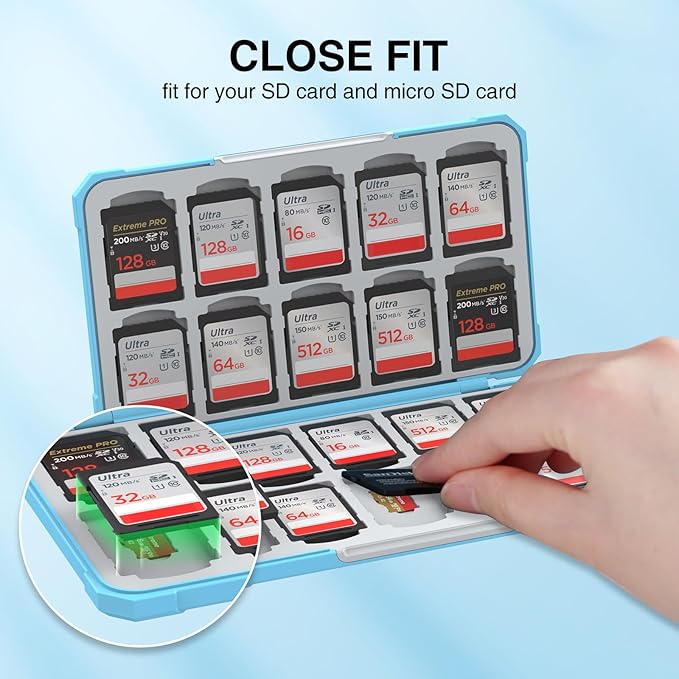 HEIYING Memory Card Case for SD/TF Cards,Portable SD Card Holder Storage Case Compatible with 20 SDXC SDHC and 20 TF Cards Slots