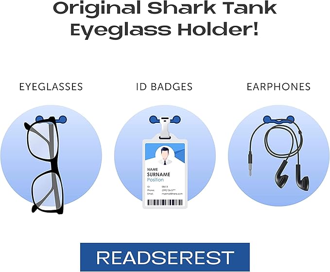 Readerest Magnetic Glasses Holder (3 Pack), Magnet Clip for Readers, Sunglasses & Work Badges for Men & Women, USA Made