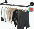 Clothes Rack Wall Mount with 3 Hooks, 36''L Clothing Bar for Wall, Industrial Pipe Clothes Rod, Heavy Duty Iron Garment Rack, Clothes Hanging Rod Bar for Laundry Room Closet Storage