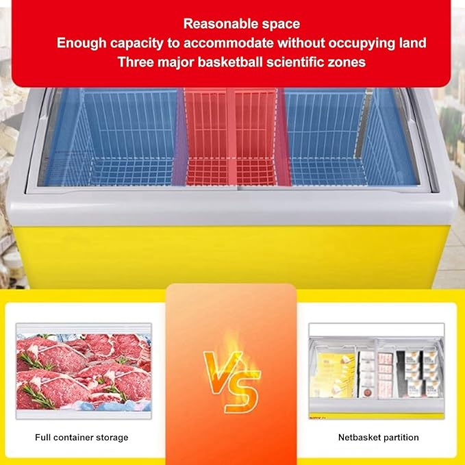 Tyenaza Freezer Organizer Bin Stainless Steel Expandable 20KG Load Bearing Freezer Storage Basket Flat Bottom