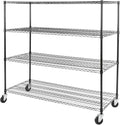Bepritm 4-Tier Wire Shelving, Heavy Duty Metal Garage Shelving with Wheels, Storage Shelves Load Capacity 120LBS for Warehouse, Pantry (60" W x 24" D x 54" H)