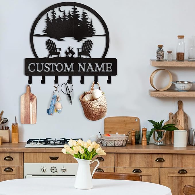 Personalized Custom Name Key Holder - Wall Mounted Key Rack for Kitchen, Entryway, Hallway, Office, Doorway