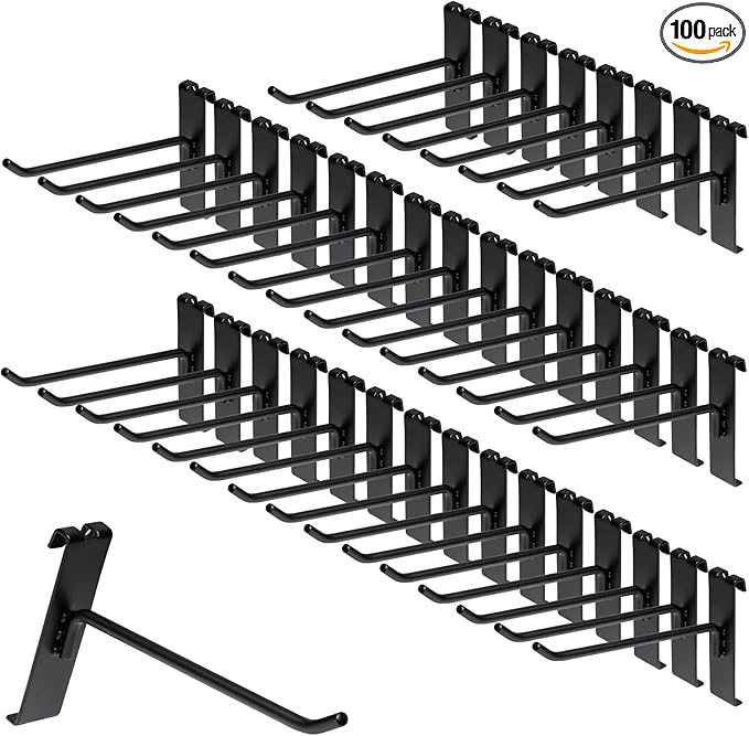 Gridwall Hooks 6 Inch, 100 Pack Grid Wall Hooks, Grid Panel Hooks and Hangers for Retail, Craft Shows, Home Setup, and Customized Display