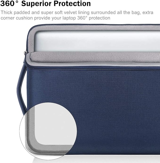 Voova Laptop Sleeve Case 14 15 Inch with Handle, 360° Protective Waterproof Slim Computer Bag Cover Compatible with MacBook Air 15 M2/M3/M4 2024-2025, MacBook Pro 14/15, Hp Chromebook 14, Blue