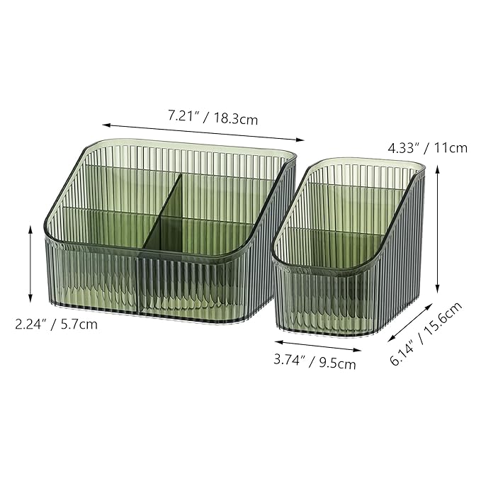 Green Makeup Organizer, Makeup Brush Holder 8 Cups for Vanity, Bathroom Countertop Cups, Dresser Organizer for Cosmetic Display, Skincare Cups, Perfume Stand, Toiletry