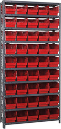 Quantum Storage Systems 1875-204RD Store More Steel Shelving Unit with 6" Shelf Bins, 18" D x 36" W x 75" H, Red