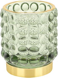 DASITON Makeup Brush Holder Organizer, Crystal Cosmetic Make Up Brush Holder, Glass Makeup Brushes Storage Organizer, Vintage Make Up Cup Desk Pen Pencil Holder, Toothbrush Holders (Green S)