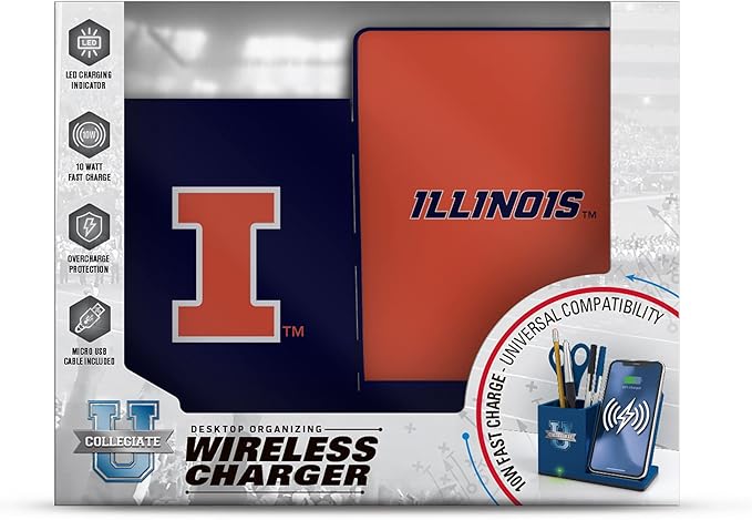 SOAR NCAA Unisex Cell Phone Wireless Charging Stand and Desktop Organizer