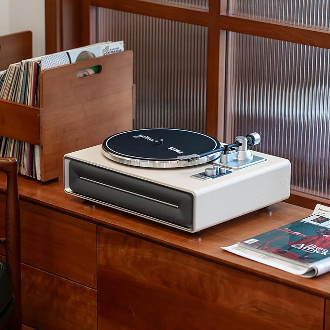 SEVIA Record Player Vintage Turntable for Vinyl Records with Built-in Speakers Bluetooth Retro Phonograph