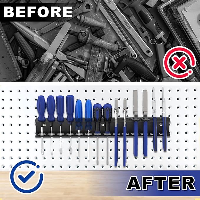 Screwdriver Organizer Wall Mount, Screw Driver Holder,Metal Plier Rack Utility Tool Rack Organizers and Storage Rack for Garage Workshop Workbench Tool Chest Cart (2 PCS)