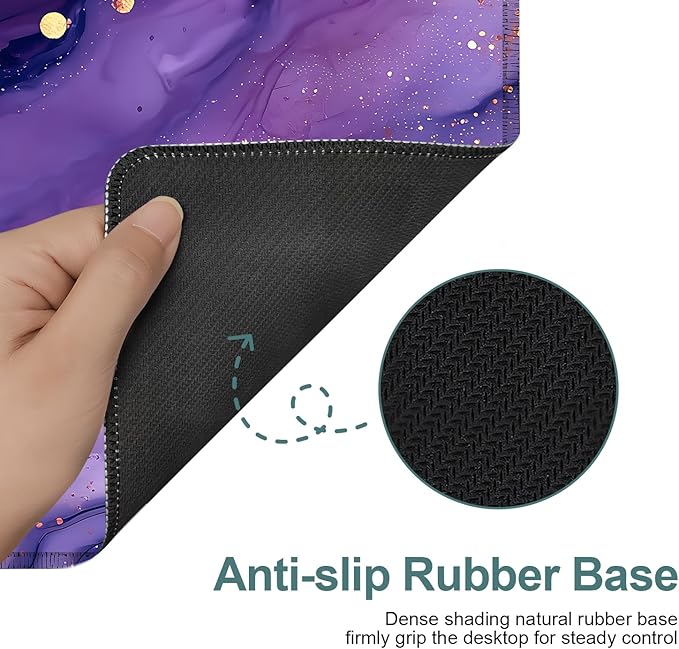 Purple Gaming Mouse Pad 35.4"x15.7"Desk Mat Anti-Slip Rubber Base & Durable Stitched Edges for Gamers Smooth Mouse Writing Surface for Desk Office/Home