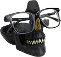 Mrlikale Skull Glasses Stand, Creative Eyeglasses Rack, Sunglasses Spectacle Display, Key Holder Resin Sculptures for Entryway, Home, Office, Desk, Nightstand (Black)