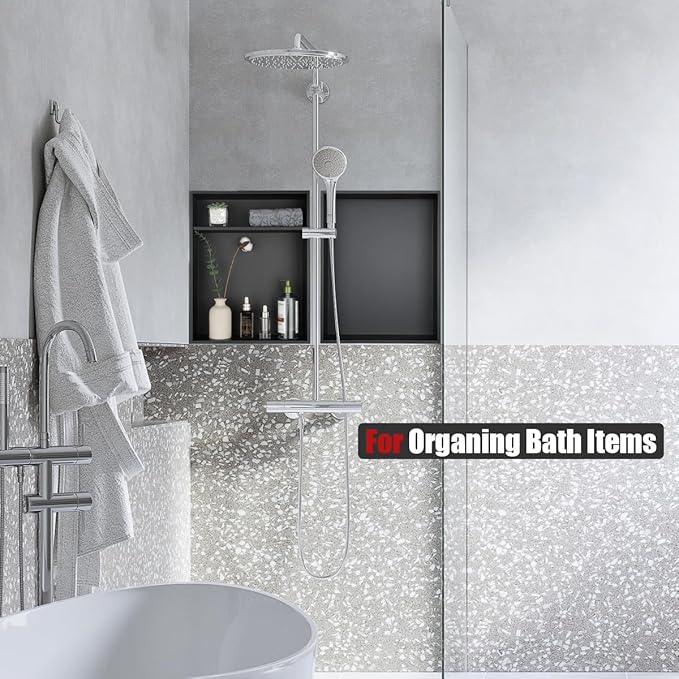 JQK Shower Niche No Tile Need, 18"×14" Matte Black Bathroom Insert Shelf 2 Layer, 304 Stainless Steel Recessed Shower Caddy Organizer Storage, SNL1814D-PB