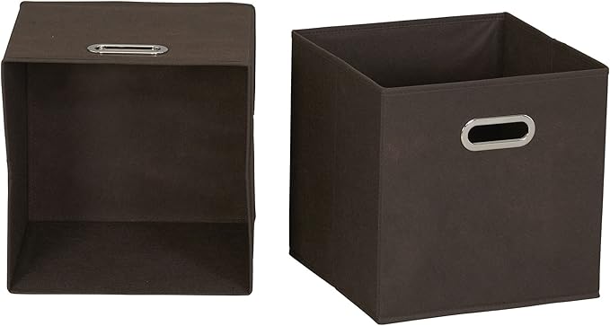 Household Essentials Foldable Fabric Storage Cubes 6-Pack – 11x11x11 Stackable Non-Woven Bins with Chipboard Sides & Grommet Handles – Closet, Shelf, Nursery, or Office Organizer – Chocolate Brown