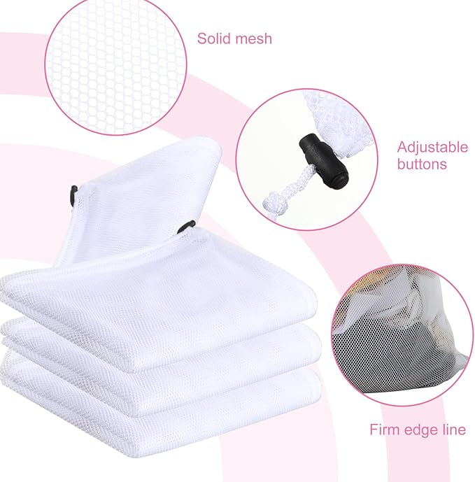 Berlune 30 Pack 24 x 36 Inches Large Mesh Bags for Laundry, Wash bags, Sturdy Mesh Material Closed with Drawstring, Factory, University, Dormitory, Travel and Apartment Dweller (White)