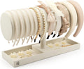 LS Lulu & Summer Headband Holder Organizer - Storage Stand Display Rack for Headbands, Hairband, Disney Ear, Tiara and Hair Accessories in Women and Girls Room (Cream/Off White)