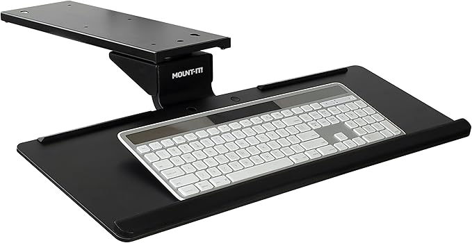 Mount-It! Under Desk Keyboard Tray – Adjustable Slide-Out Keyboard Drawer with Tilt & Swivel, 26.4" One-Piece Platform with Wrist Rest, Ergonomic Pull-Out Keyboard Holder