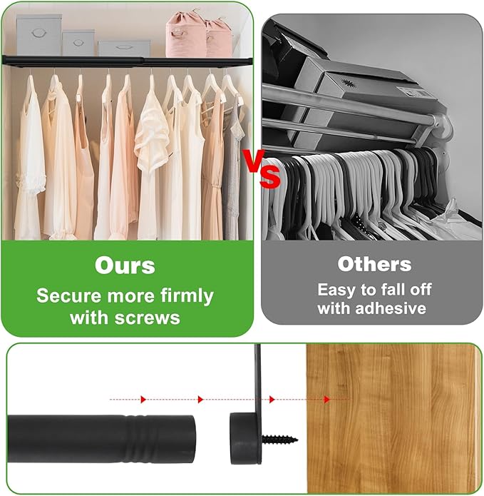 Expandable Closet Shelf, 16-67 Inches Metal Closet Rod Organizers and Storage Shelves Space Saving DIY Divider Separator for Cabinet Wardrobe