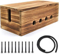 Large Cable Management Box, Wood Cord Hider Box & Organizer for Power Strip Hider Cable Storage for Office, TV Wires, Desk Cord Organizer, 14" x 5.9" x 5.1", Vintage Walnut (Vintage Walnut-lid)