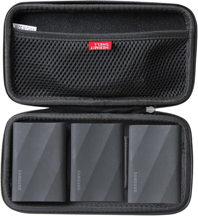 Hermitshell Hard Travel Case for Samsung T9 Portable SSD 2TB / 4TB / 1TB (Black, Case for 3 Hard Drives)