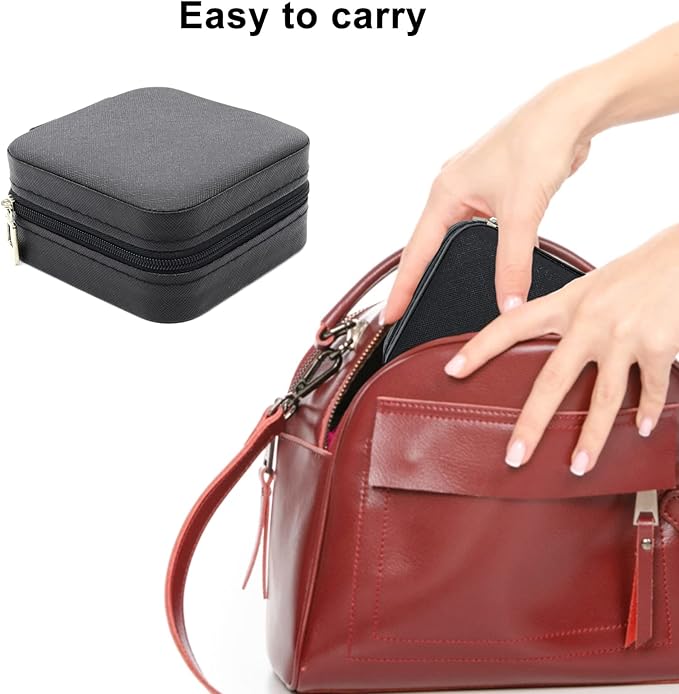 KEINE MARKE Small Jewelry Box, Travel Portable Jewelry Case for Ring, Pendant, Earring, Necklace, Bracelet Organizer Storage Holder Boxes (black*8).