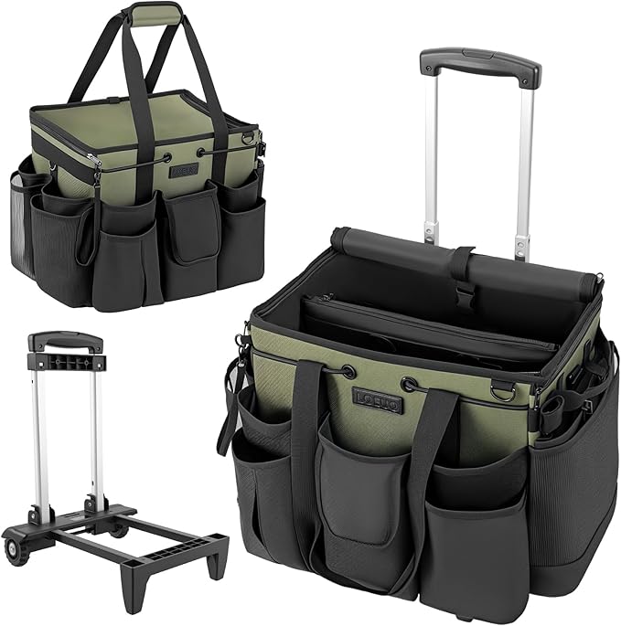 Large Cleaning Caddy for Cleaning Supplies Organizer, Rolling Cleaning Caddy Bags with Wheels for Housekeepers, Cleaning Carts on Wheels for Home Car Office Picnic
