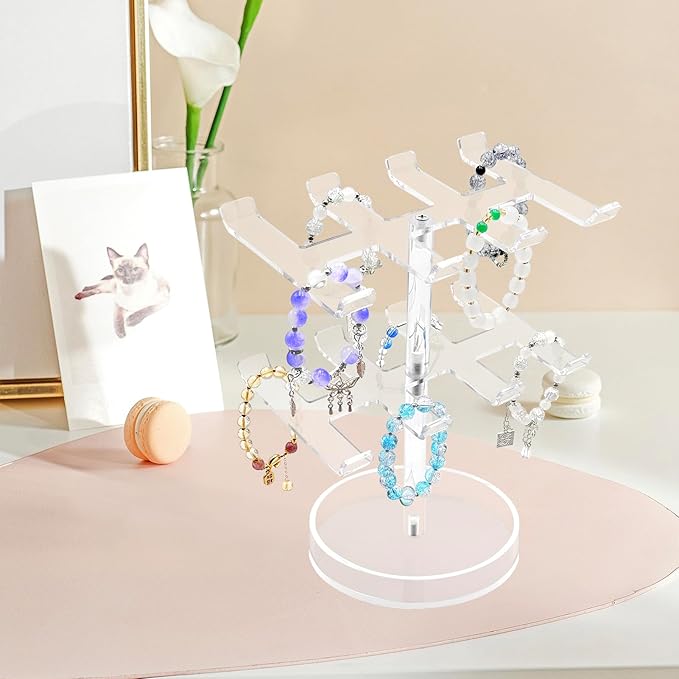 Bigfety Bracelet Holder Organizer, 2 Tier Acrylic Bracelet Display Stand for Women