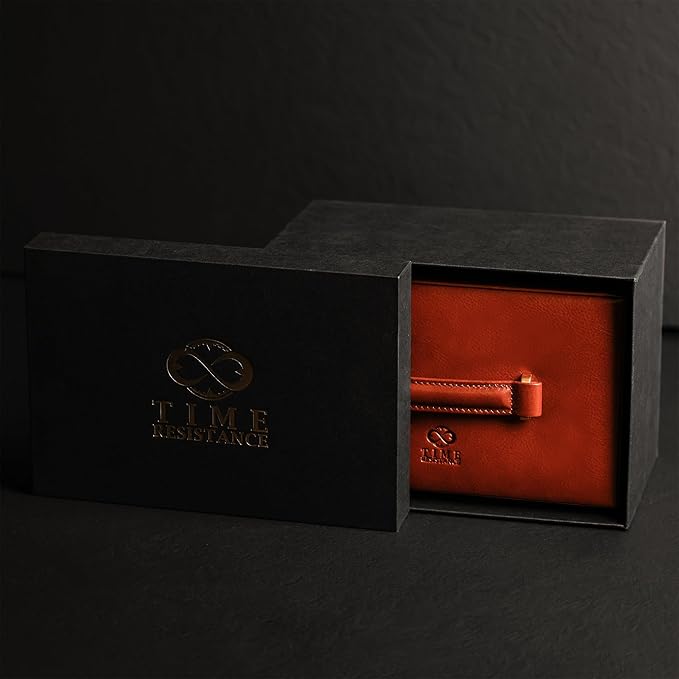 Time Resistance Jewelry Box - Full Grain Leather Jewellery Organizer - Accessories Storage - Key Lock Box for Women (Cognac Brown)