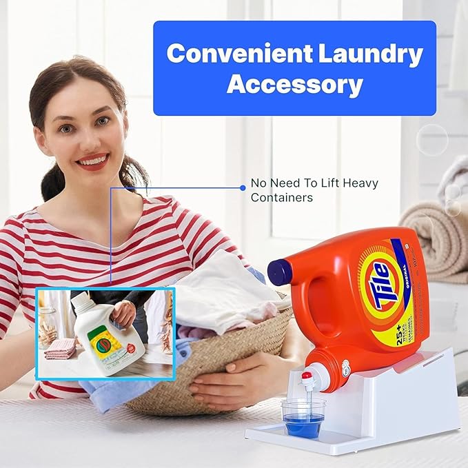 TidyFriend 2 Pack Laundry Detergent Dispenser with Tray, Laundry Soap Dispenser with Non-Slip Rubber Feet for Washing Room Organization, Easy Pour (Black)
