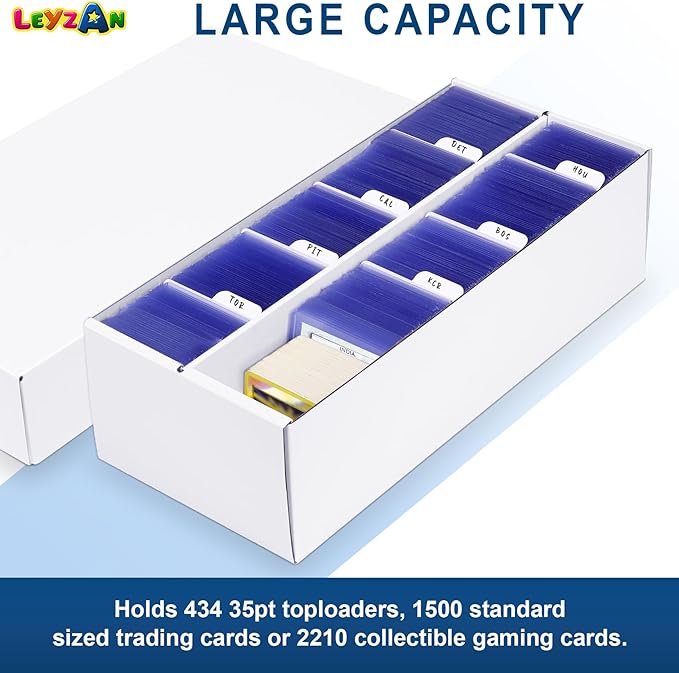 Trading Card Storage Box 4 Pack–1600 Count Cardboard Organizer with Dividers for MTG, TCG, Sports, Toploader