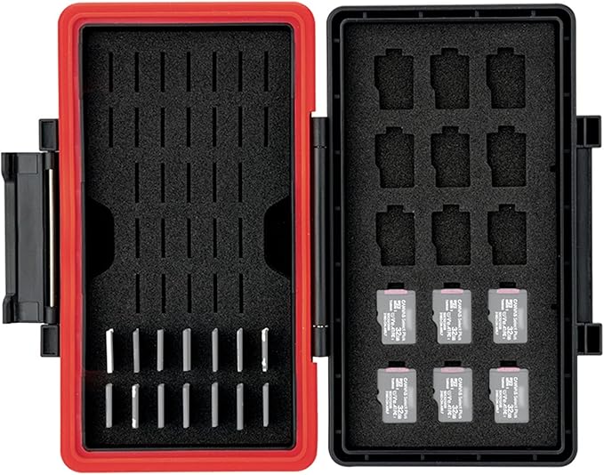 Kiorafoto 58 Slots TF Micro SD MSD Memory Card Case Holder Water-Resistant Anti-lost Anti-shock Storage Organizer with Labels & Notepaper, Switch Steam Deck Drone Trail Camera Memory Cards Accessories