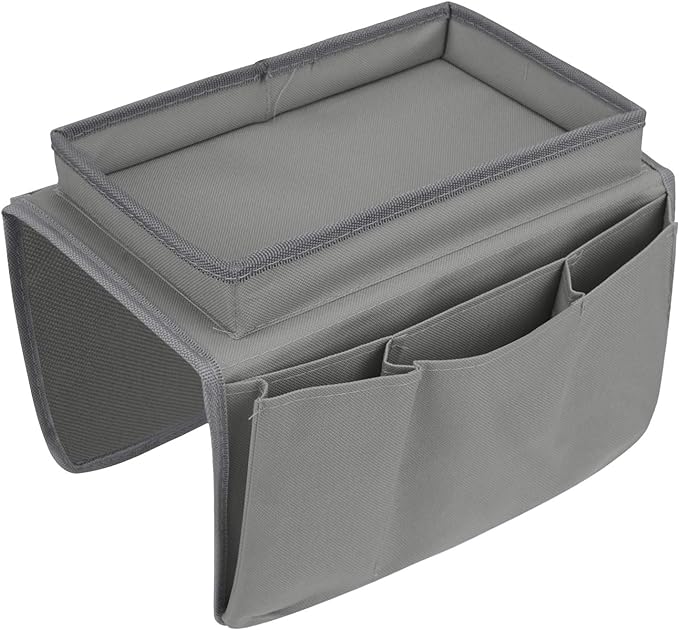 Sofa Armrest Organizer with Cup Holder Tray Chair Arm TV Remote Holder for Recliner Couch Armchair Caddy Bedside Storage Pockets Bag for Cellphone Tablet Book Magazines Drinks Holder Pouch