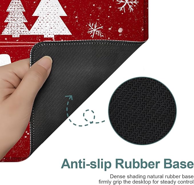 Merry Christmas Gaming Mouse Pad 35.4"x15.7"Desk Mat Anti-Slip Rubber Base & Durable Stitched Edges for Gamers Smooth Mouse Writing Surface for Desk Office/Home