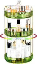 360 Rotating Makeup Organizer - Large Capacity Spinning Perfume & Cosmetic Skincare Holder for Vanity & Countertop (Gem Green, 3 Tier)