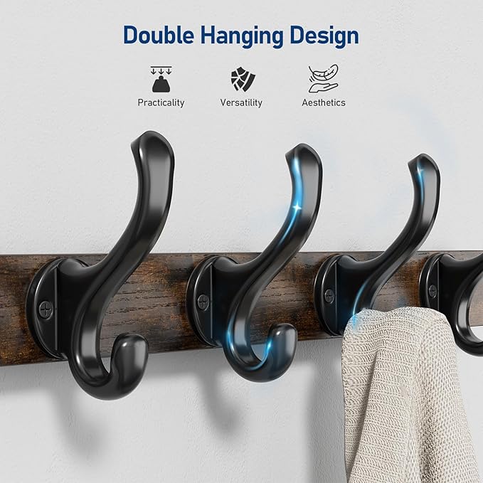 Tatub 16" Rustic Coat Rack Wall Mount with Shelf, Wall Hooks with Shelf, Heavy Duty Entryway Organizer Hangers for Hanging, Hat, Bag, Jacket for Bathroom, Living Room, Bedroom