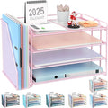 gianotter 4-Tier Paper Organizer With Magazine Holder, Desk Organizers and Accessories, Pink Desk Accessories, File Organizer for Office Supplies Storag(Pink)