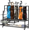 Garvee 4-5 Bags Stand Golf Organizer Rack with Wheels-Large Golf Bag Storage Organizer for Garage,Golfs Club and Home