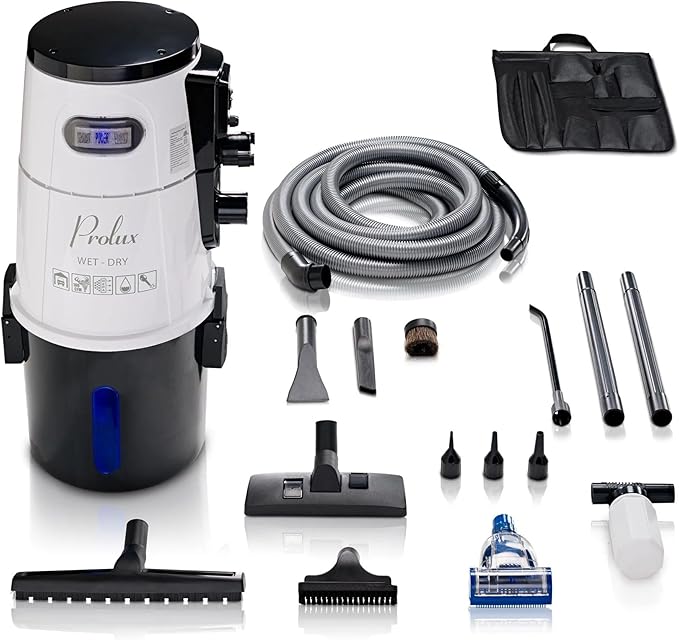 Prolux Professional Shop White Wall Mounted Garage Vac, Wet Dry Pick Up