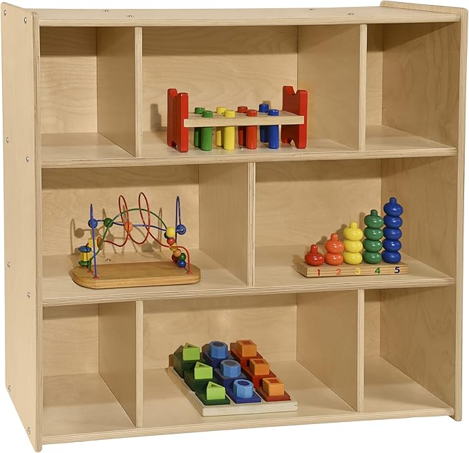 Contender - Birch 8 Cubby Storage Unit, Kids Toy and Books Organizer for Kindergarten, Homeschool, Daycare, Nursery, Preschool [Comes Fully Assembled]