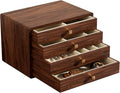 GENUINED Large Black Walnut Wooden Jewelry Box, High End Solid Wood Jewelry Organizer, Vintage Style for Watch Necklace Ring Earring Storage, Birthday Christmas Gifts for Women(4 Layer)