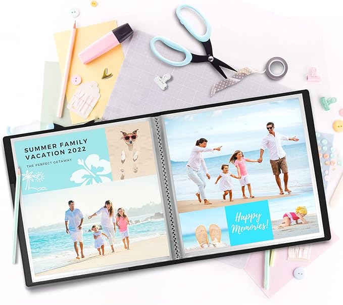 Dunwell 12x12 Binder with Sleeves - Folder with Clear Sheet Protectors, 24-Pockets, Display 48 Pages, 12 x 12 Presentation Book, Art Portfolio for Artwork, Keepsake Album