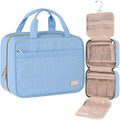 NISHEL Travel Toiletry Bag for women, Portable Hanging Organizer for Travel-Sized Shampoo, Conditioner, Brushes Set, Makeup Accessories, Medium Size, Placid-Blue
