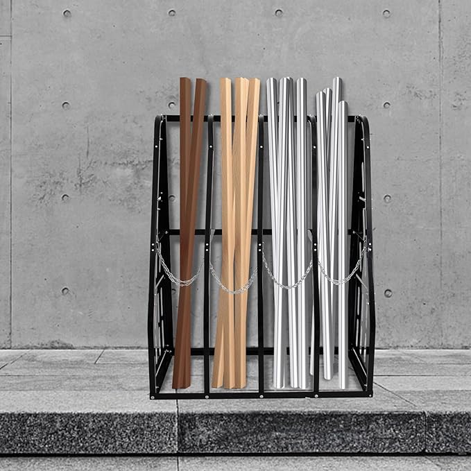 Vertical Bar Rack 1500 LB Capacity, 4 Bays Storage Rack 47" W x 24" D x 60" H, Long Parts Metal Rack, Lumber Conduit Pipe Storage Rack for Garage Storage, Black