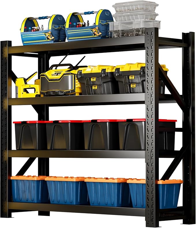 3000LBS Heavy-Duty Garage Shelving, 47" W Metal Shelves, 4-Tier Adjustable Garage Shelving Units, Storage Racks for Warehouse, Workshop