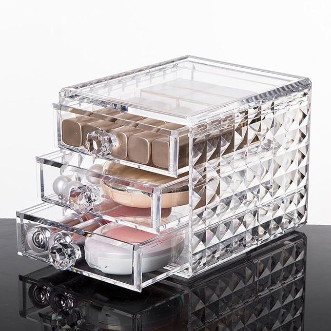 Clear Acrylic Makeup Organizer Drawer Cosmetic Storage Case for Lipsticks Skincare Desktop Organizer with Large Capacity Transparent Holder